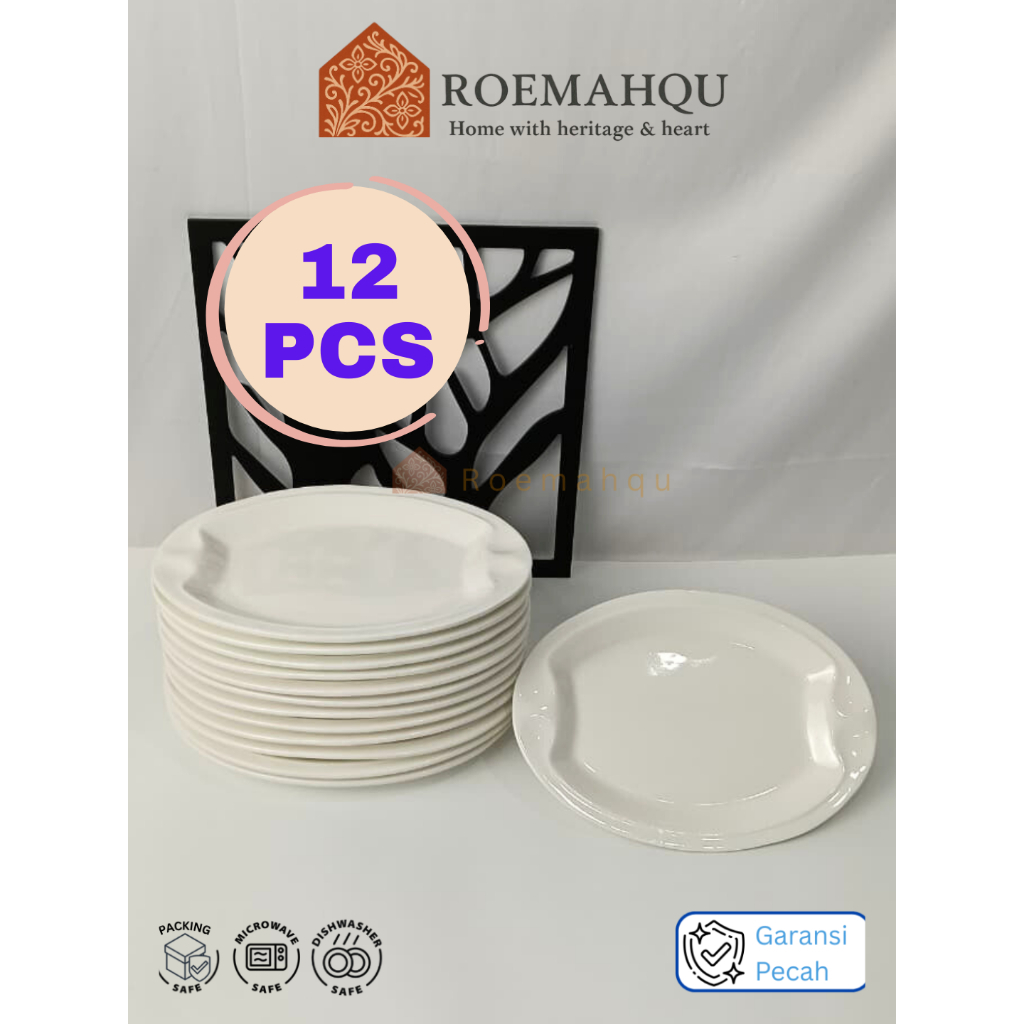 [12 Pcs] PYRAMID Piring Oval Putih Polos Keramik I harga lusinan piring keramik