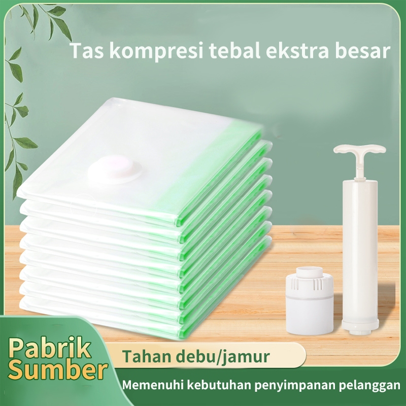vakum plastic bag/Kantong vakuum pakaian Anti Air Transparan/Vacum Plastic Bag Travel Dipakai Berula