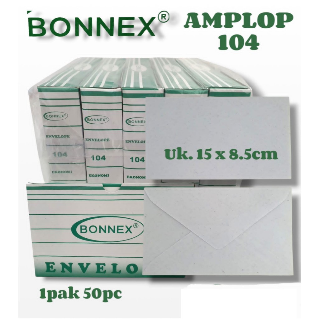 

1 Pack is 50 Lembar - AMPLOP BONNEX KW 104 isi 50 Lembar Amplop