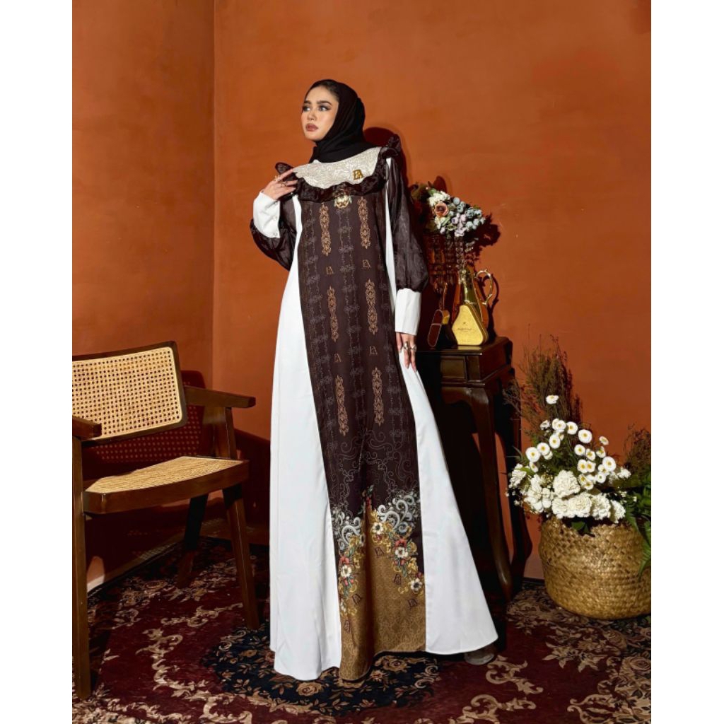 Ghea Dress Material Lady zr Mix Jaguar Mix Organza Di bagian Dada Exlusive By Elly Arsy Only Gamis (