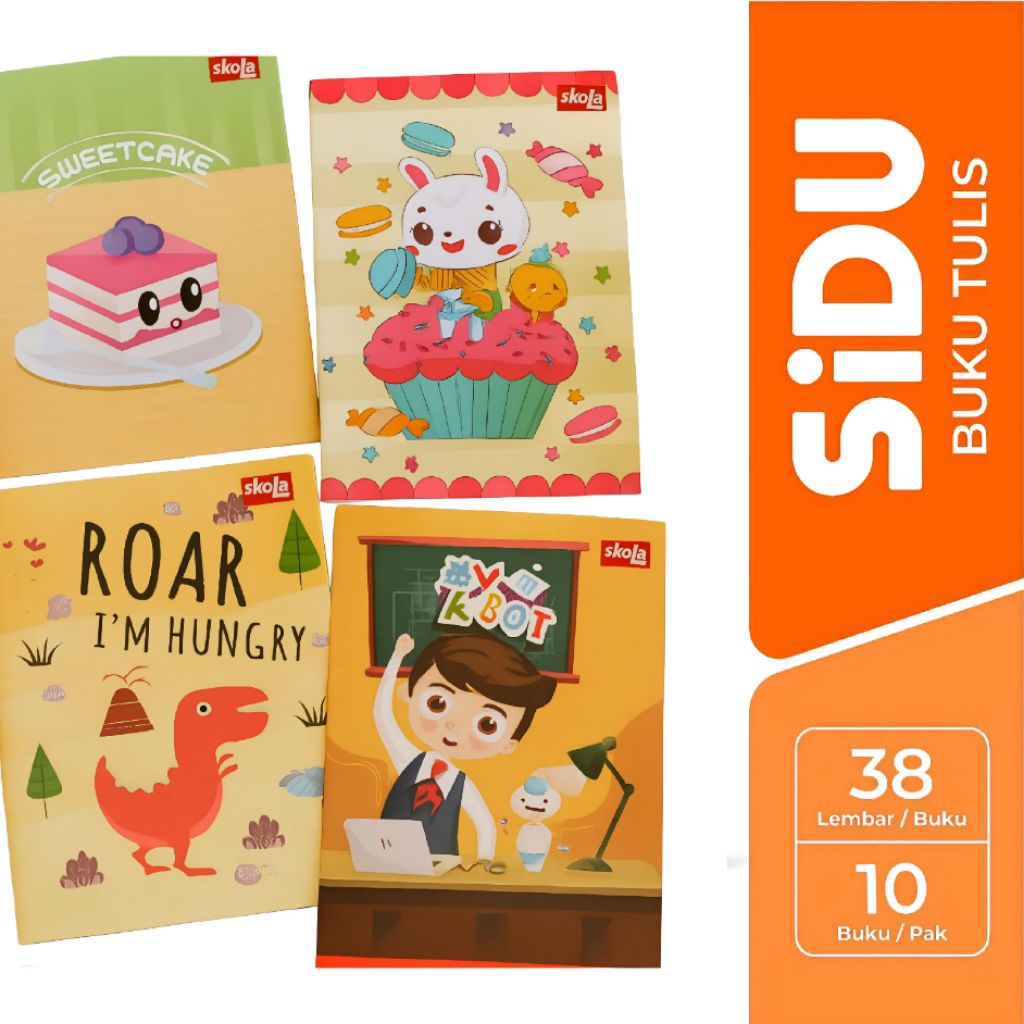 

Buku Tulis Sekolah SiDU Skola 38 Lembar – 10 Buku 1 Pack, Kertas Putih,Tebal Dan Premium