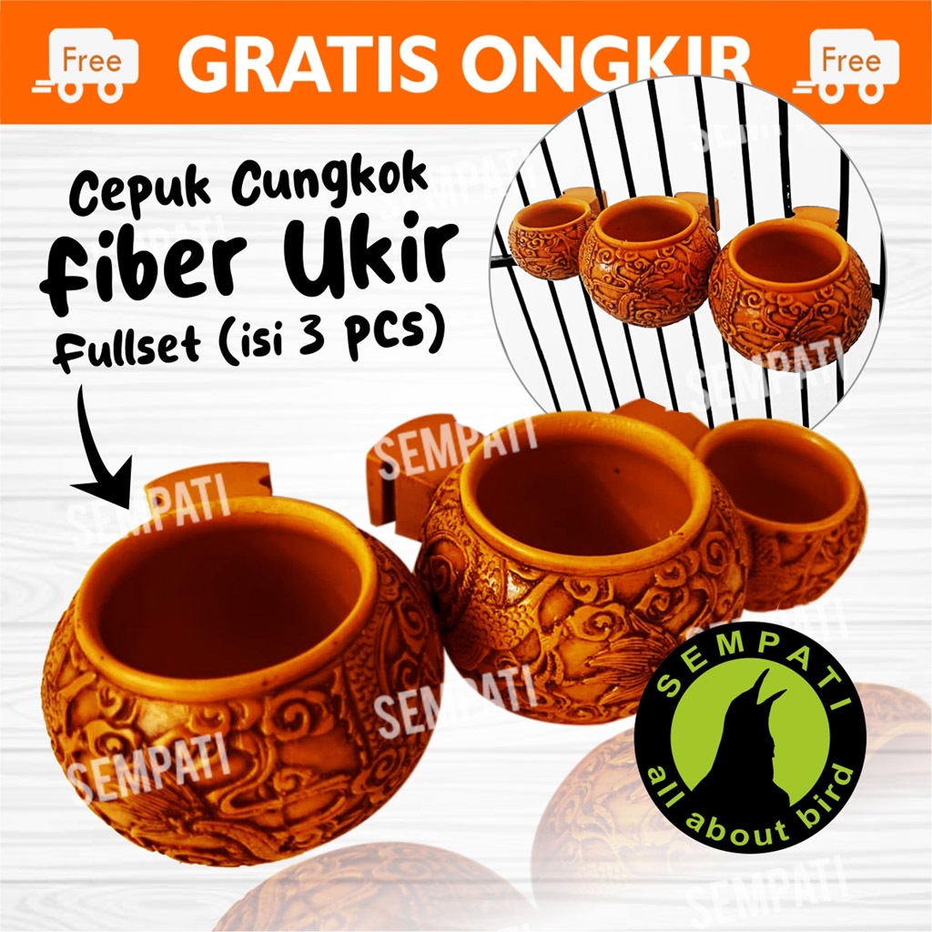 SEMPATI Cepuk cungkok isi 3 pcs cangkir wadah tempat pakan minum makanan burung murai batu kacer
