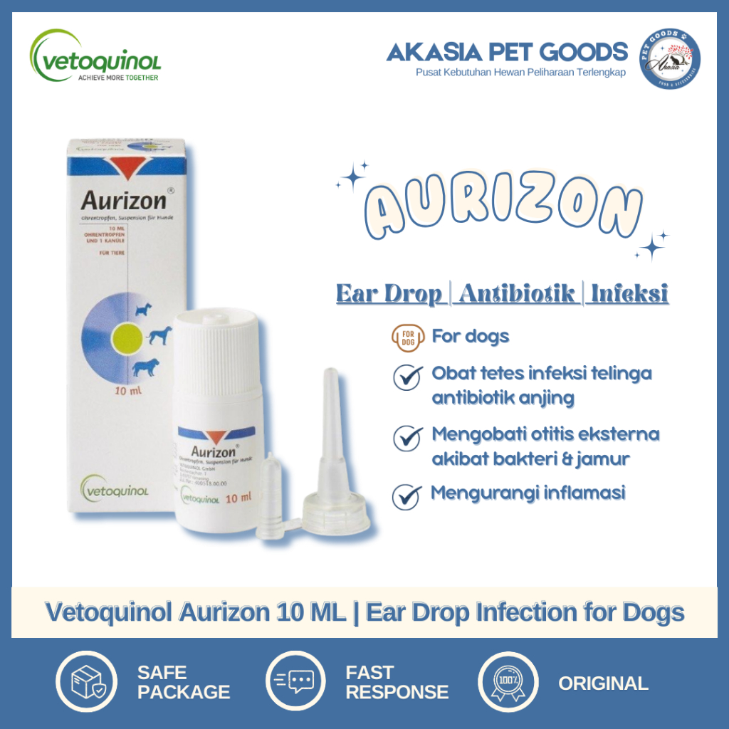 Aurizon Vetoquinol | Obat Tetes Telinga Antibiotik Anjing | Aurizon Ear Drop 10 ml