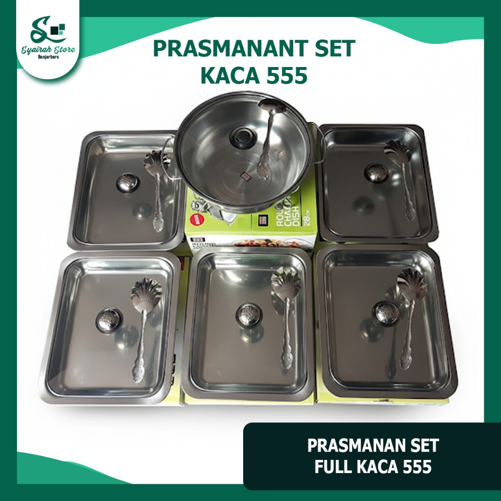 Prasmanan Set 555 / Prasmanant Makanan Stainless Steel + Tutup Kaca Terlengkap