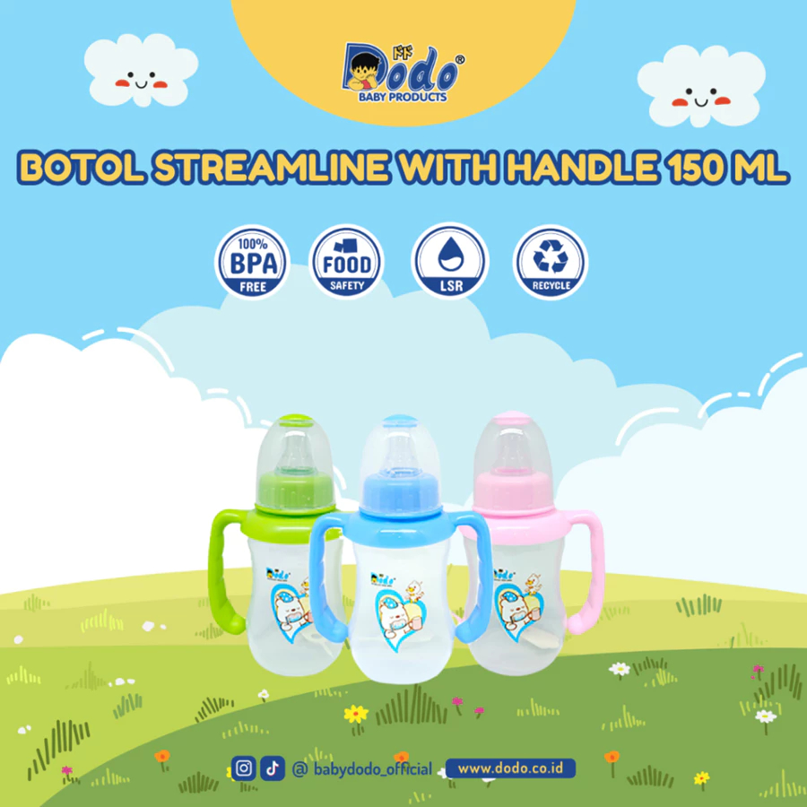 Dodo PP streamline bottle with handle 150ml - Botol Susu dengan Pegangan