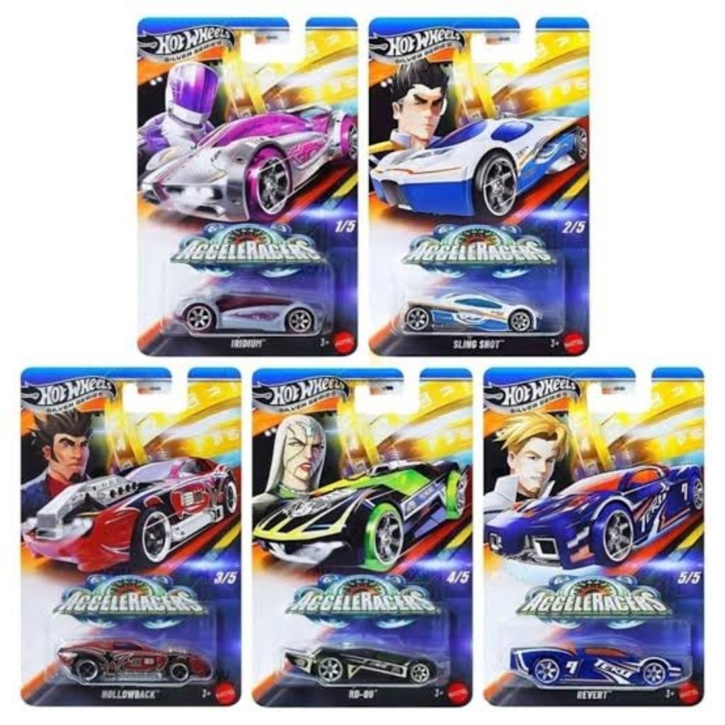 Hot Wheels Acceleracer Iridium, Sling Shot, Hollowback, RD-09, Revert (2025).