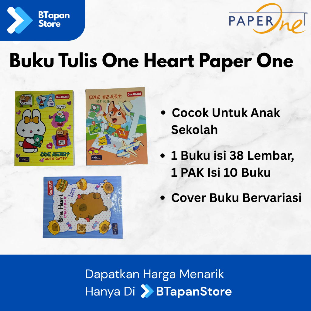 

Buku Tulis Anak / Buku Tulis Sekolah One Heart PaperOne (1 PAK)