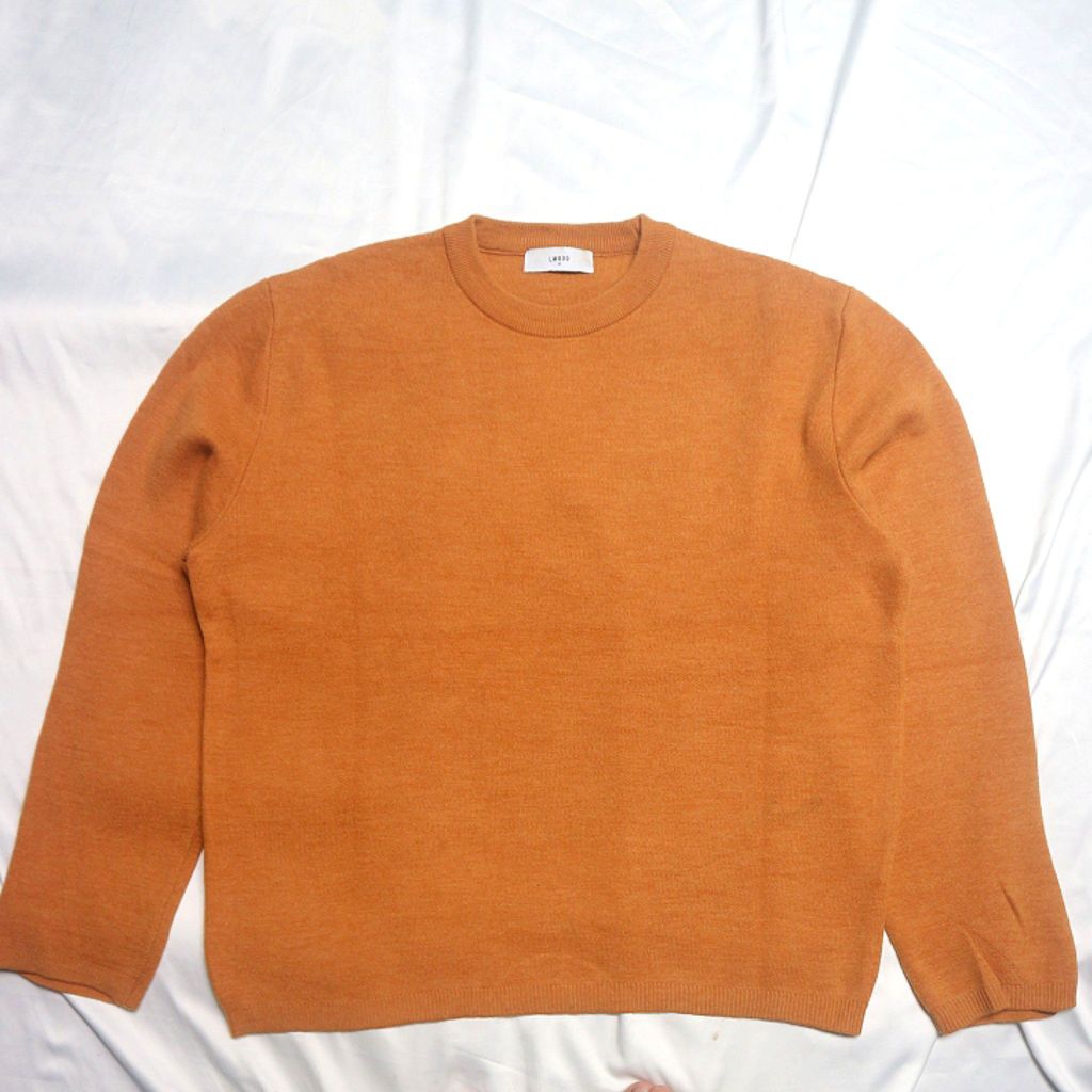 LMOOD Orange Dutch Semi Over fit loose Jeju Orange Tebal Lembut Knitwear Sweater Sweatshirt Crewneck