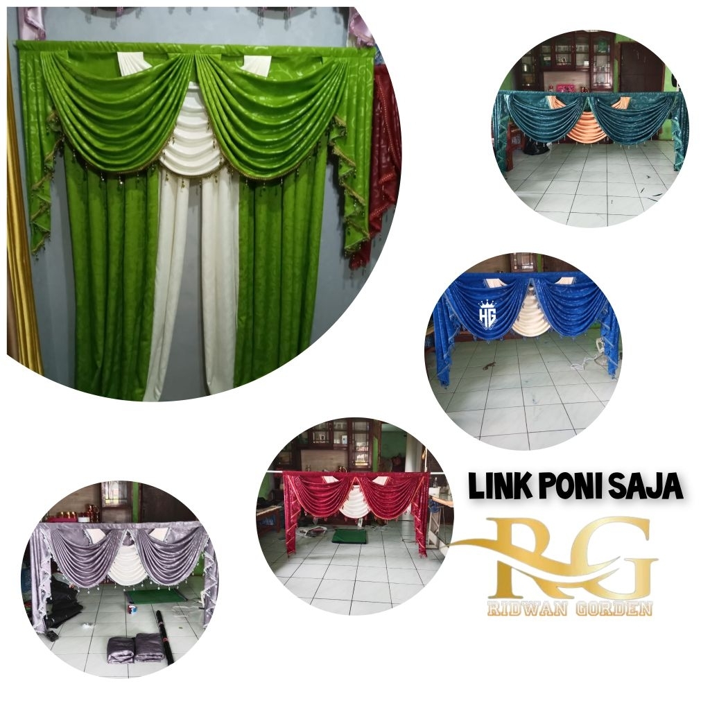 Gorden Poni Mewah Gelombang Tirai Atas Pintu dengan Rumbai Manik-Manik Elegan Premium