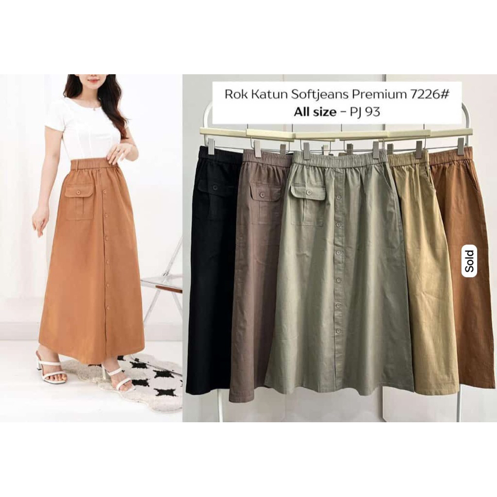 Rok Skirt Katun Polos Panjang
