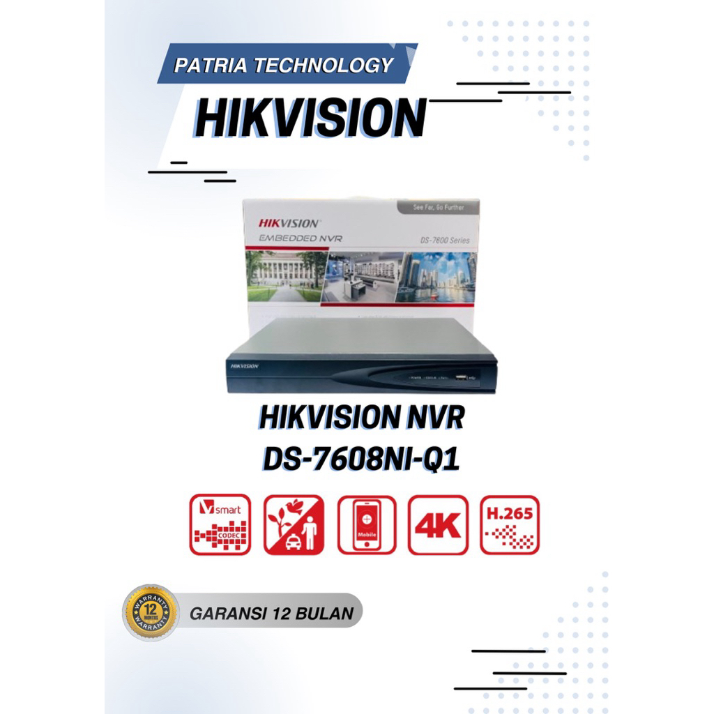 HIKVISION DS-7608NI-Q1  Network Vidoe Recorder (NVR) 8 Channel - HIKVISION