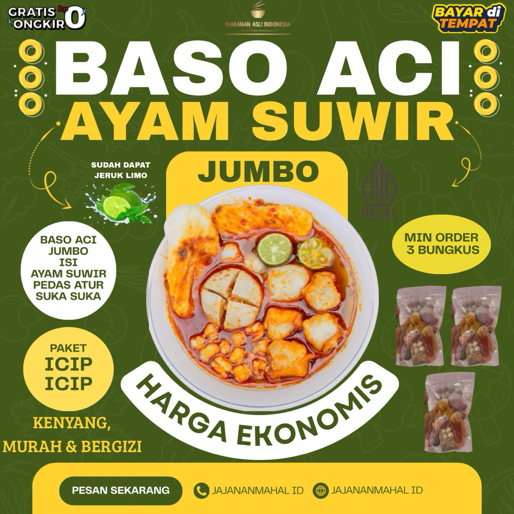 

Baso Aci Ayam Suwir 1 bungkus hemat / boci Original Kuah Pedas / bakso aci instan murah isi banyak