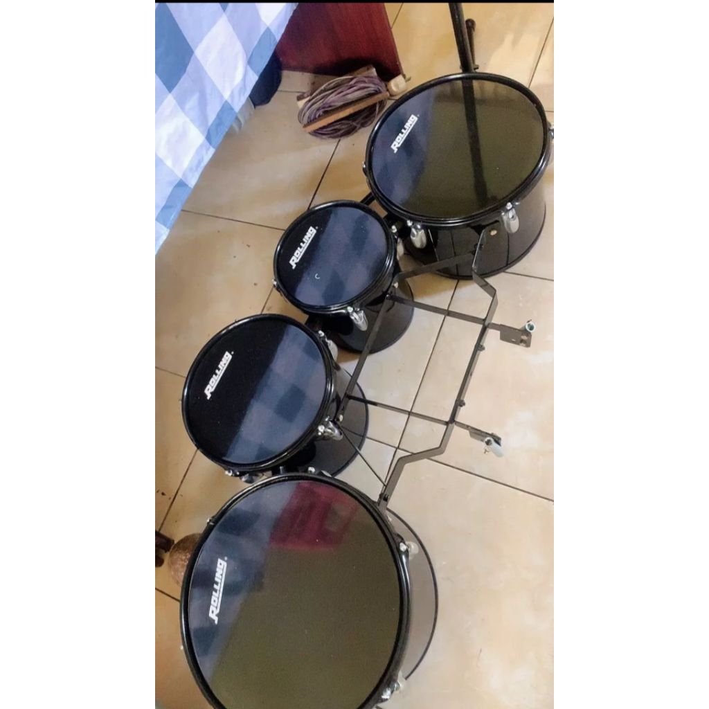 Kuarto tom drum band+Harnes plat besi