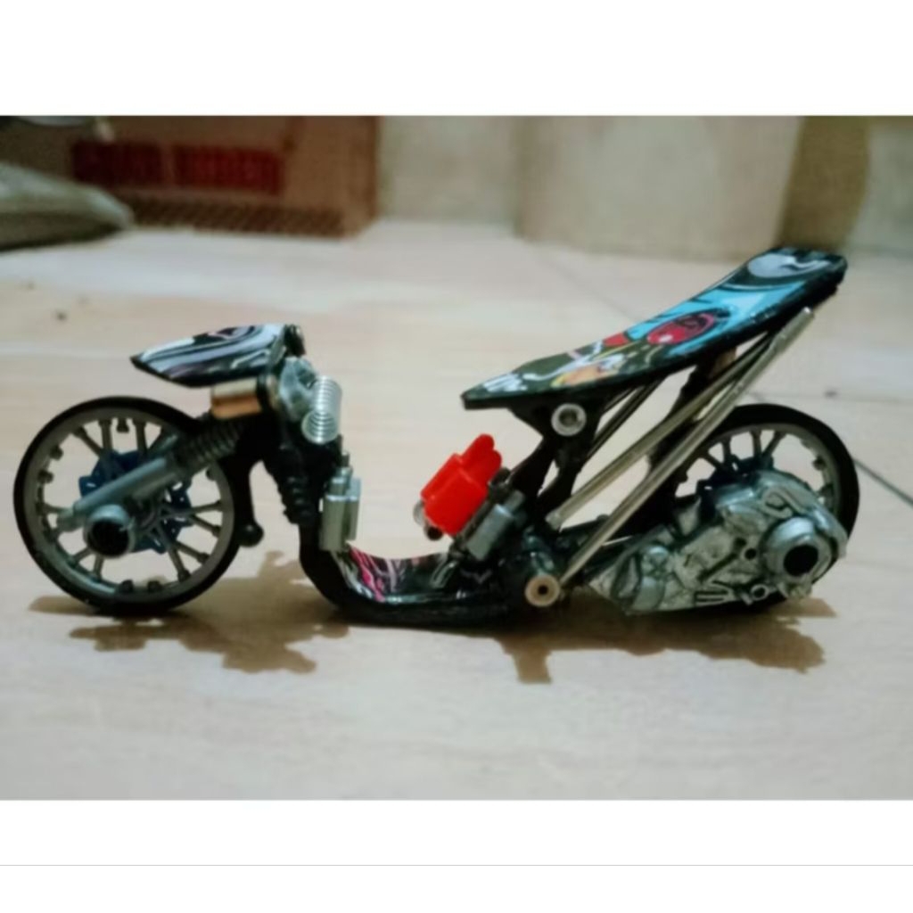 mainan anak miniatur motor drag metic model beat  full modif