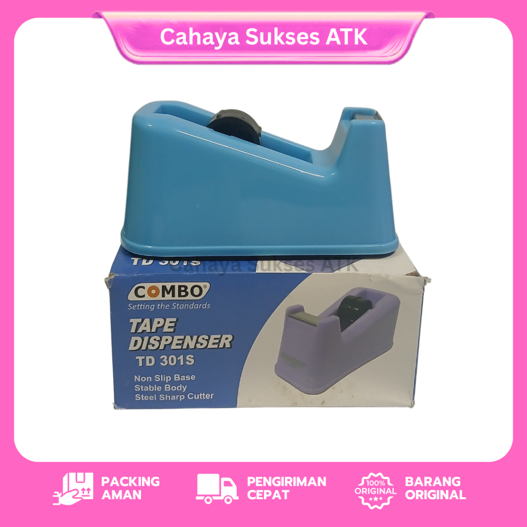 

COMBO Tape Cutter / Tape Dispenser TD-301S – Tempat Isolasi Meja / Solatip