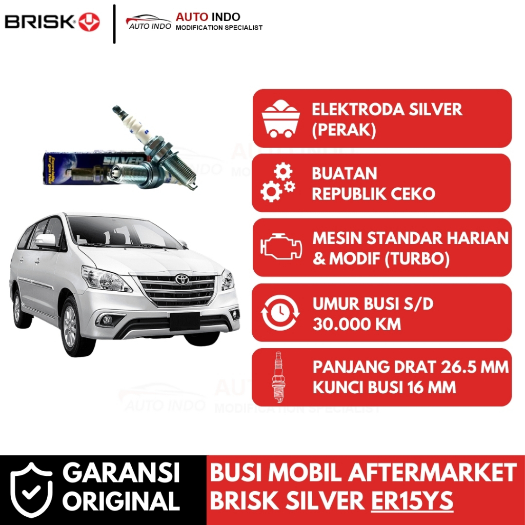 Busi Mobil Brisk Silver Racing ER15YS untuk Toyota Innova Bensin Mesin 2.0 | Garansi Asli