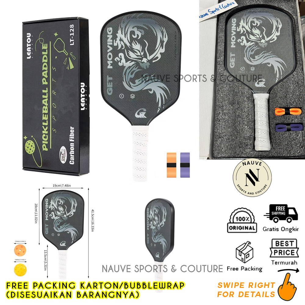 Raket Pickleball Titanium Carbon GET MOVING Azure Dragon Pickleball Racket Pickle Fusion Carbon Fibe