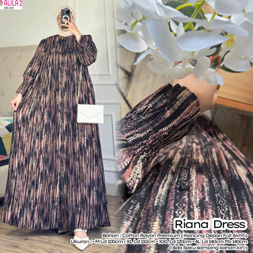 Riana Dress Original Alila Cotton Rayon Premium Gamis Wanita Riana Product Alila