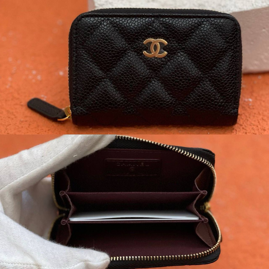 CHANEL CLASSIC ZIPPY COIN PURSE WALLET BLACK CAVIAR GHW