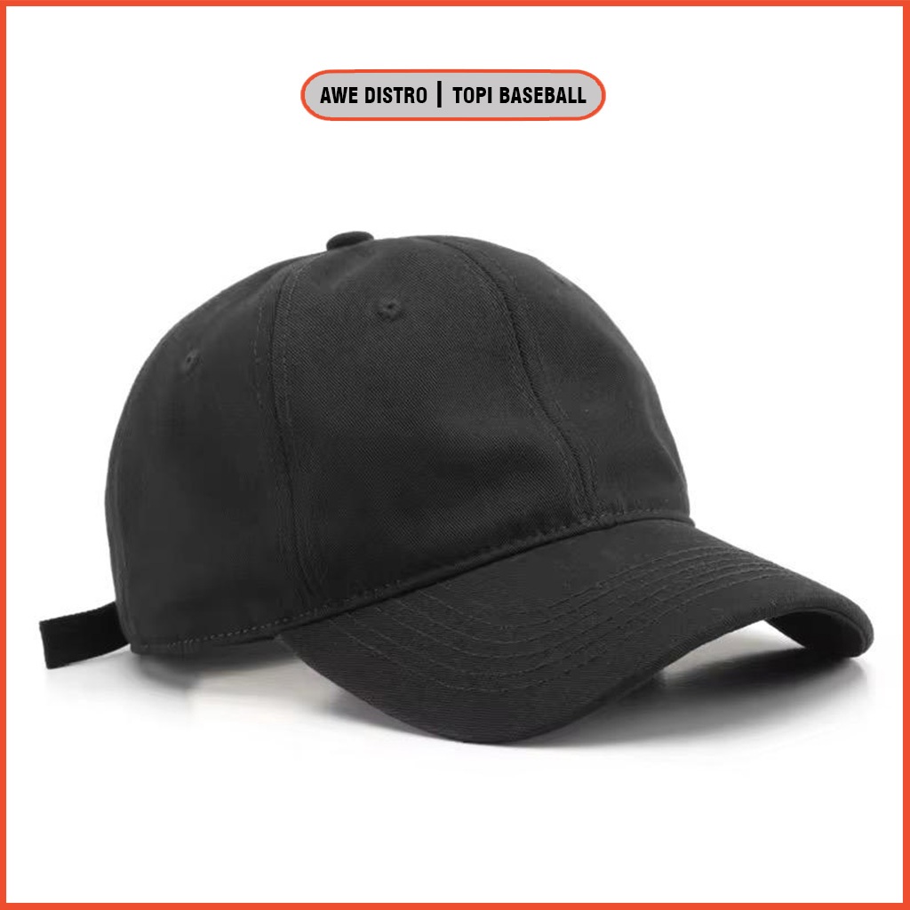 Awe Distro - Topi Baseball Polos Hitam Topi Santai Indoor / Autdoor Topi Unisex