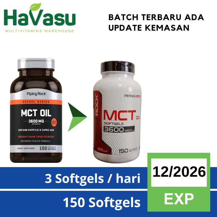 Piping Rock MCT Oil Capsules 3600mg - 150 Softgels