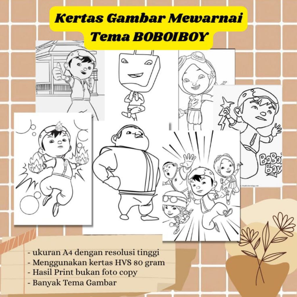 

20 LEMBAR KERTAS GAMBAR MEWARNAI TEMA BOBOIBOY ( READY LANGSUNG KIRIM )