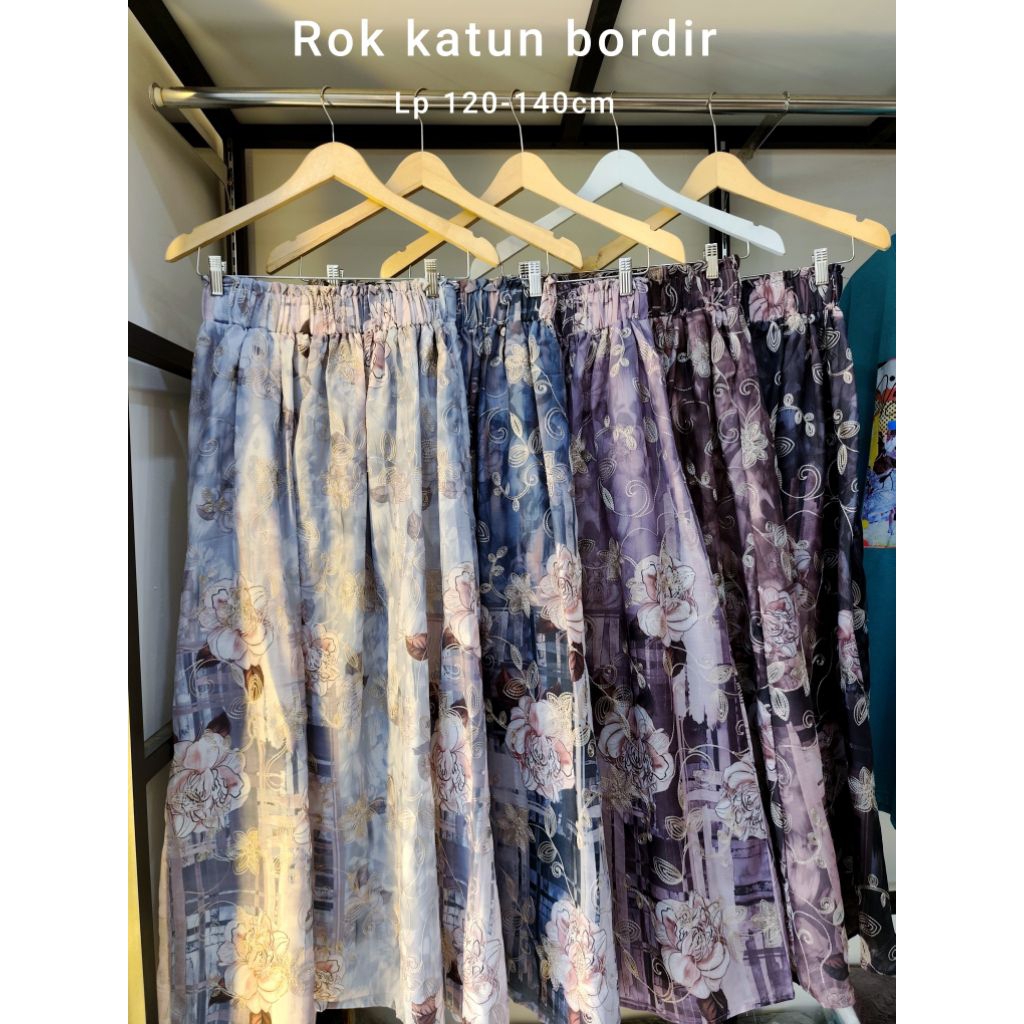 Rok katun bordir bunga jumbo terbaru