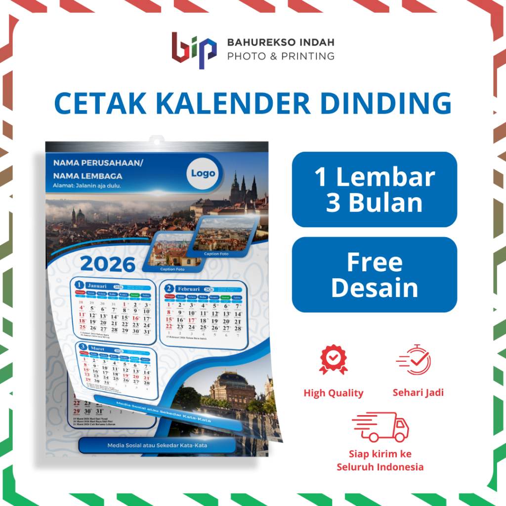 

Kalender Dinding Custom Kalender 2026 / Custom Kalender Isi 4 Lembar-BIP Printing