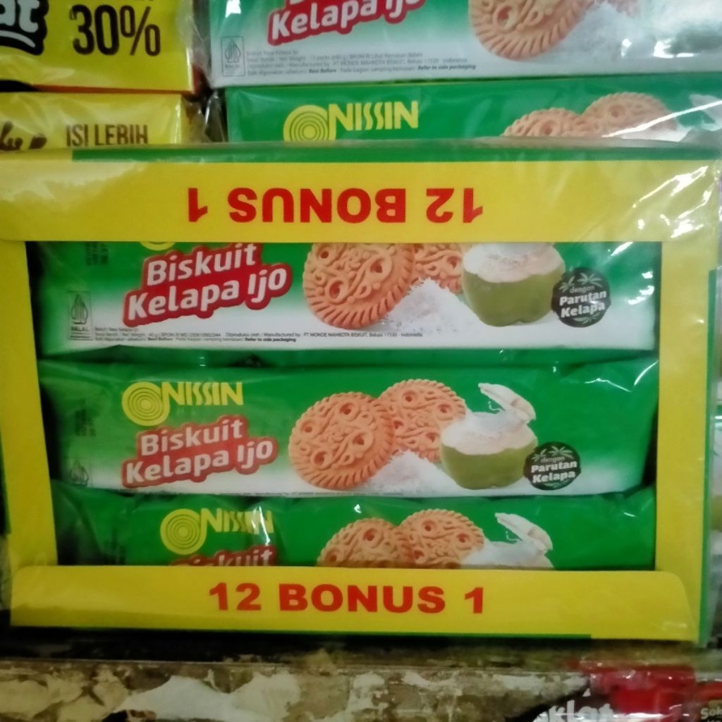 

Nissin Biskuit Kelapa Ijo 40Gr Isi 12 Bonus 1
