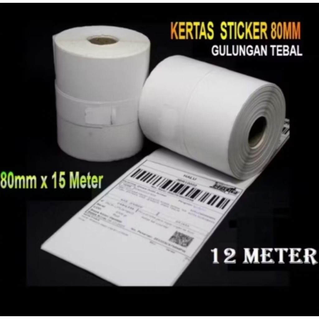 

Kertas Sticker Label Printer Thermal 80 MM Continue Paper isi 12 meter TOP HITS