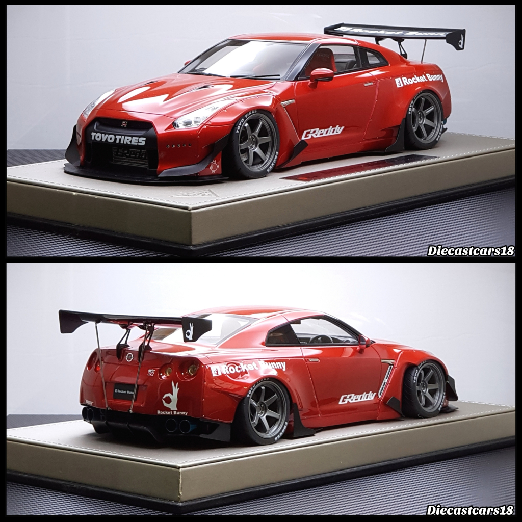 1/18 Makeup Model Nissan GTR R35 Rocket Bunny Red Metallic