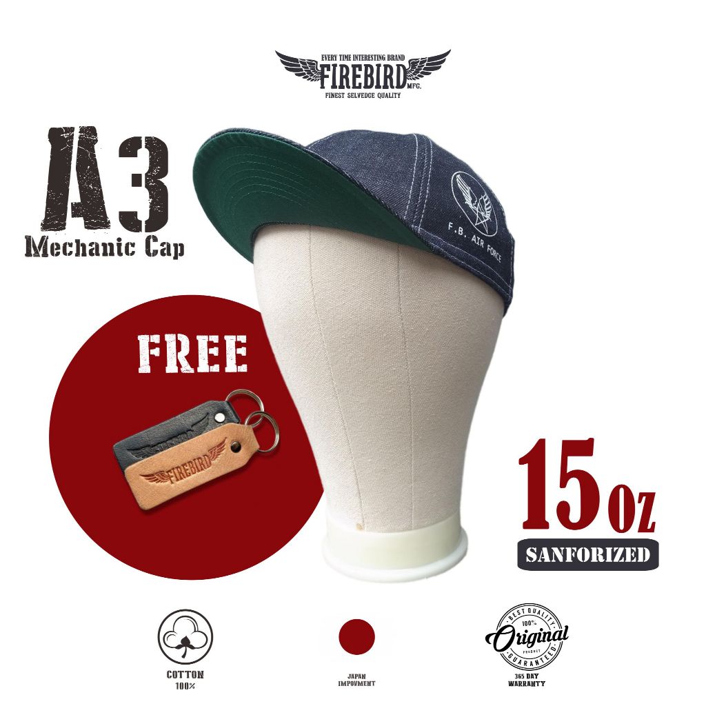 FIREBIRD MFG.- WW2 Air Corps  A3 Mechanic Selvedge Denim Cap