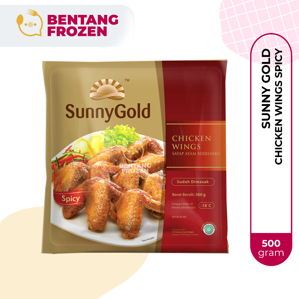 

Sunny Gold Chicken Wings 500gr / Chicken Wing Spicy / Sayap Ayam Pedas