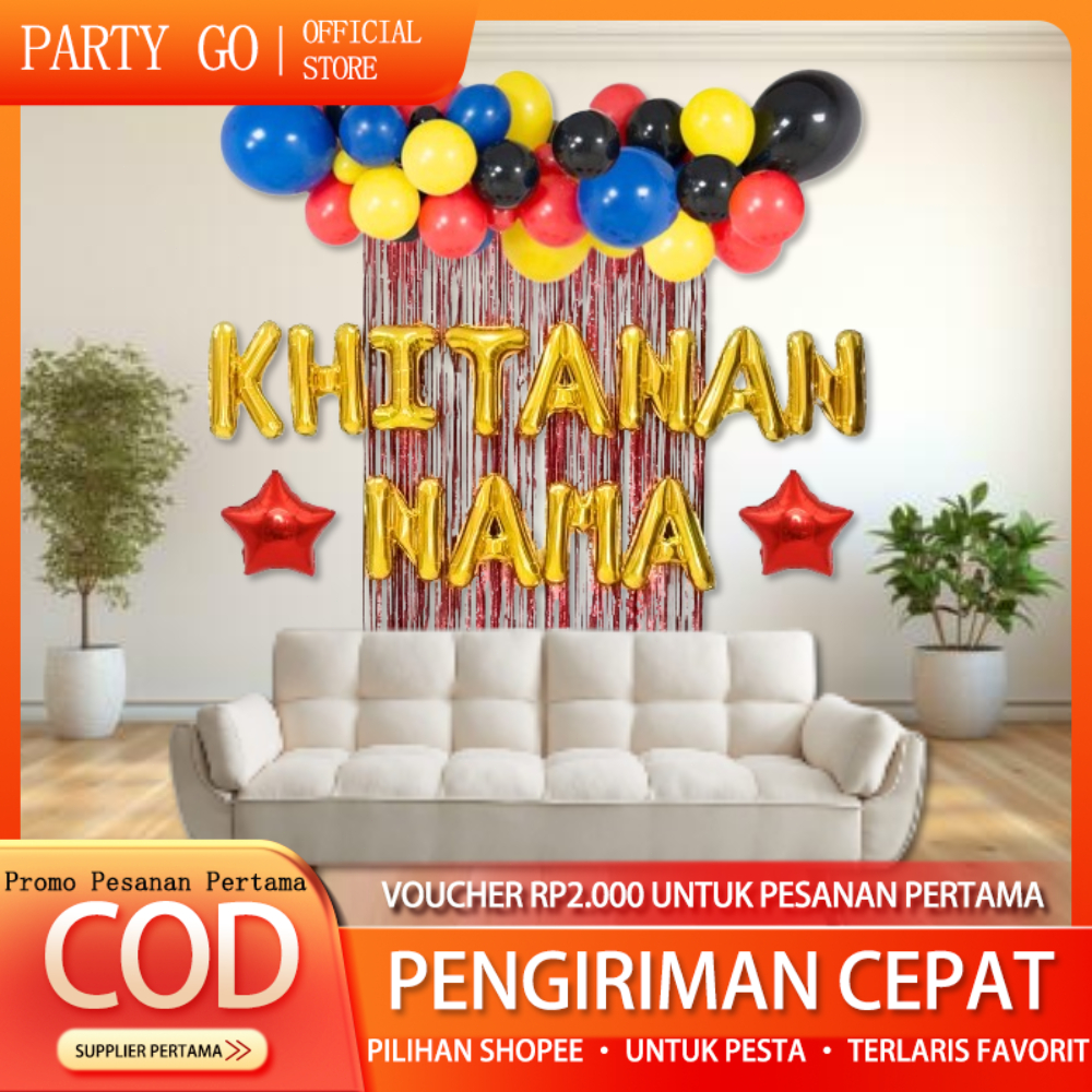 KHITANAN Set Dekorasi gratis NAMA (7 huruf) Balon Dekorasi Untuk Acara Pesta / Khitanan