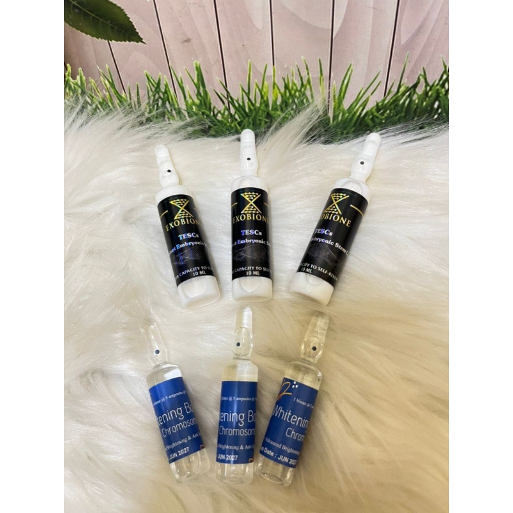 (ECER) EXOBIONE STEM CELL ORIGINAL + PURE GOL + WHITENING BOSTER PAKETAN INFUS WHITENING ORIGINAL 1 