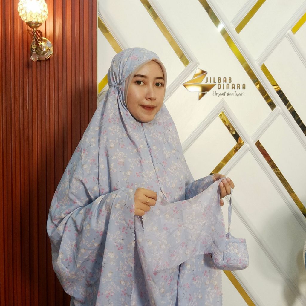 Toko Jilbab Dinara - MUKENA DEWASA/ Mukena Travel Resleting Potongan Motif Pouch Al-QUBA