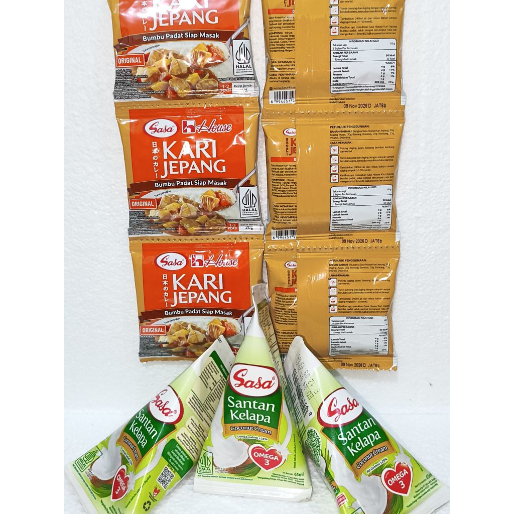 

BUNDLING Sasa House Kari Jepang Varian Original Isi 6 Pcs Dan Sasa Santan 65ml X 3 Pcs