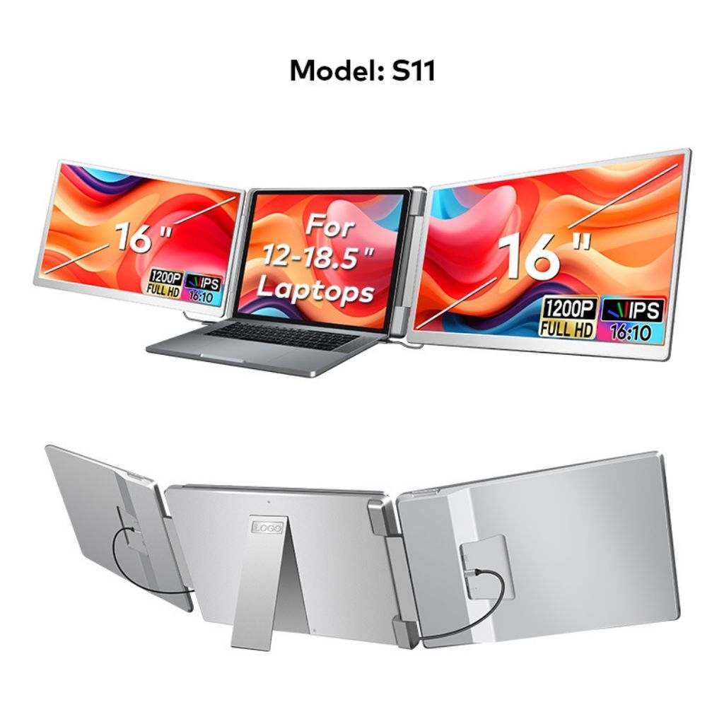 Portable monitor dual-line backrest dual screen display notebook sub-screen