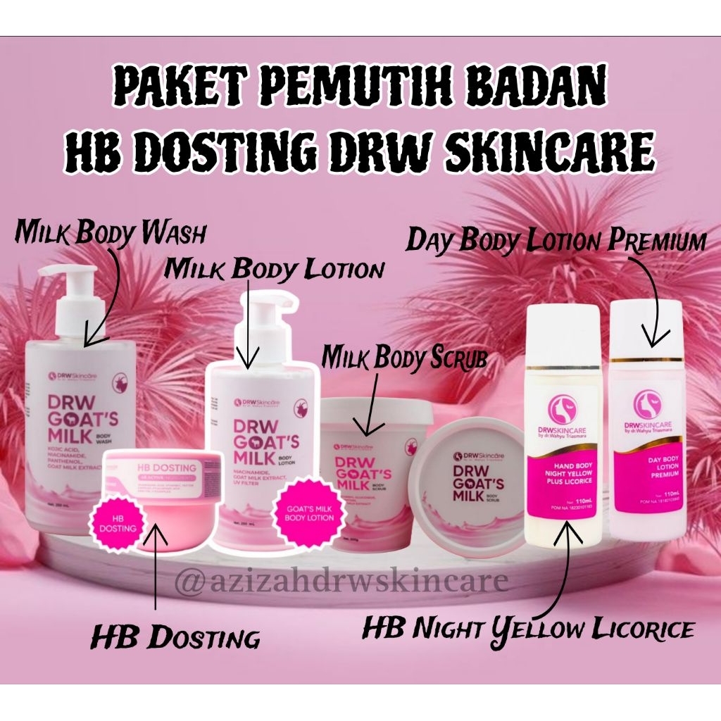 (COD) PAKET Body Lotion HB Dosting DRW SKINCARE | Goats Milk Body Lotion, Scrub, Body wash Night Lot
