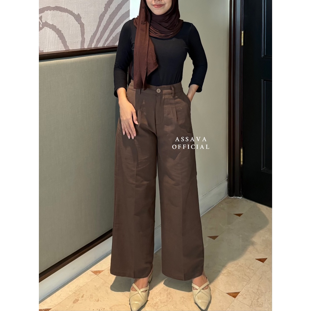 Premium Murah Kulot Linen Highwaist - Celana Kulot Highwaist- Yuka Slim Cullote - Haigwaist - Linen