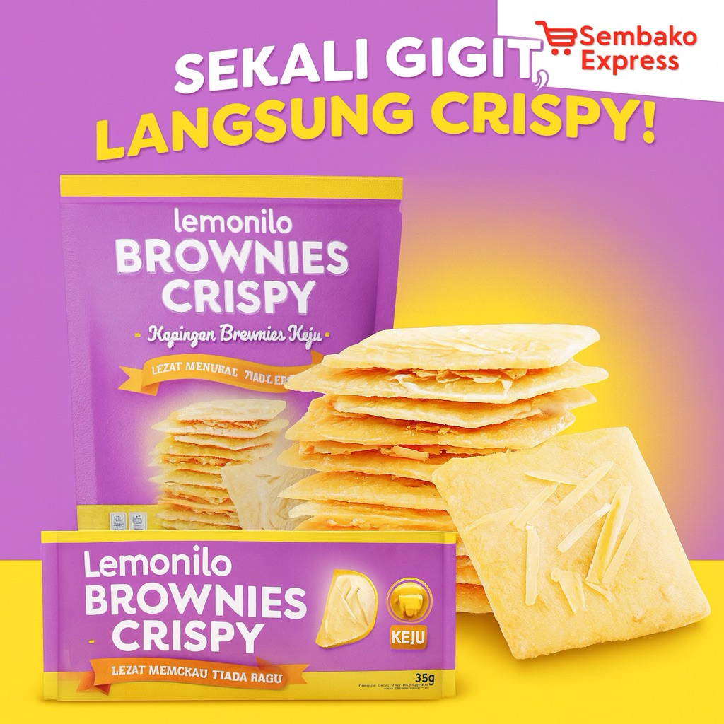 

Lemonilo Brownies Crispy Keju 35g – Camilan Renyah Gurih