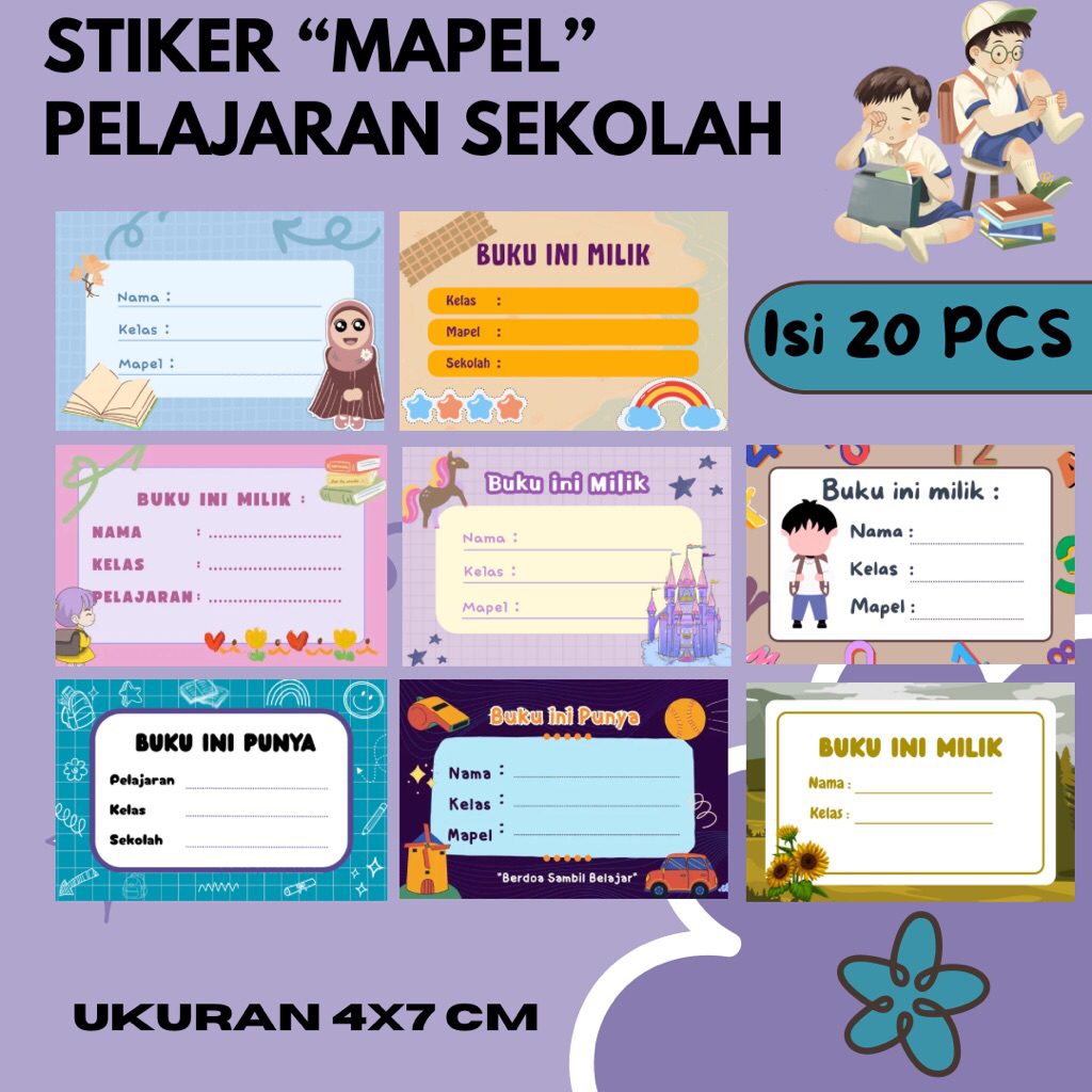 

Isi 20 Pcs Stiker MAPEL Sekolah/ Lable Buku Pelajaran Sekolah Jasen Ads