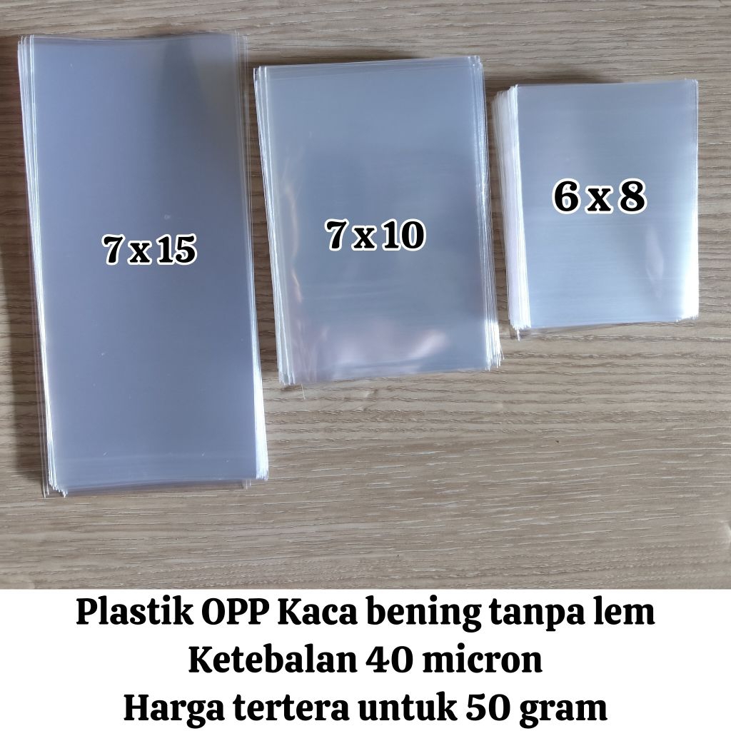 [50 gram] plastik OPP kaca bening / plastik opp kaca aksesoris / plastik opp kaca bening tanpa lem /