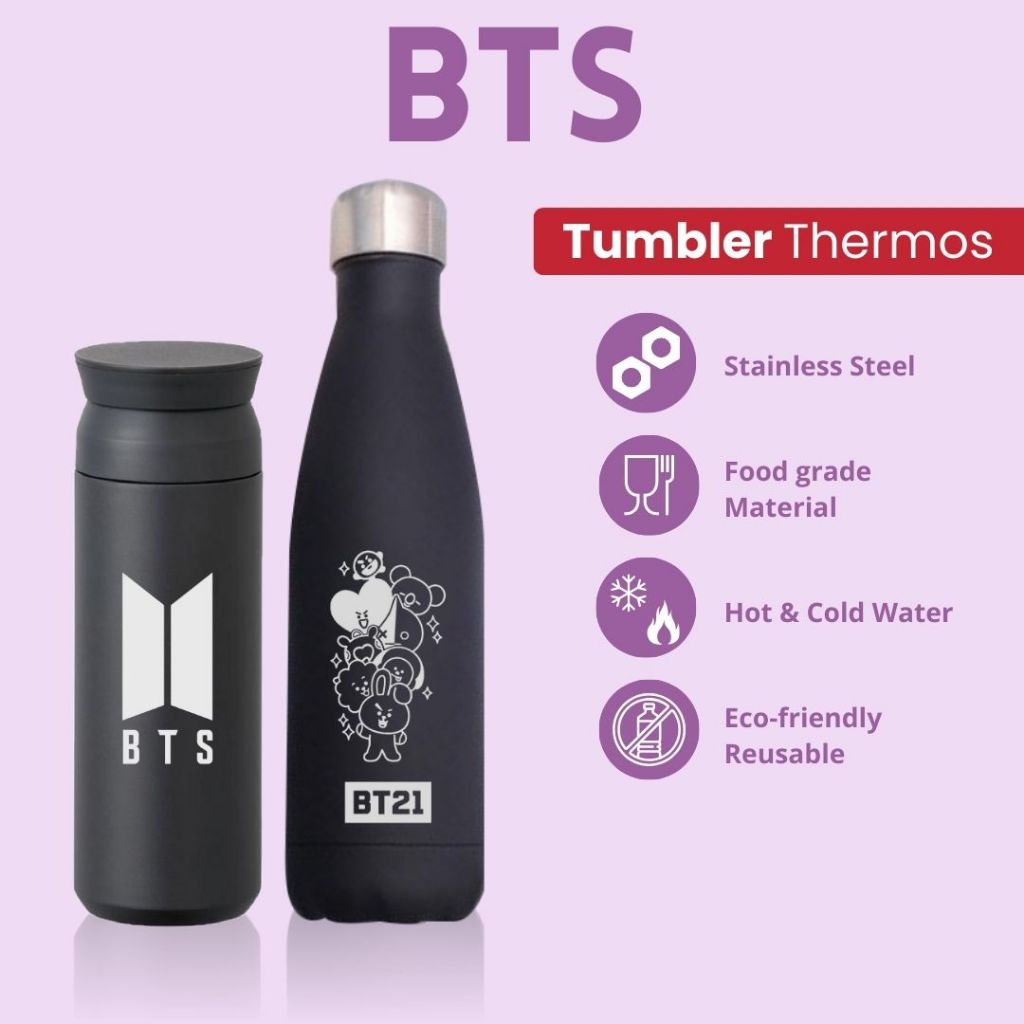 BTS - TUMBLER TERMOS CUSTOM DESAIN LOGO BTS BT12