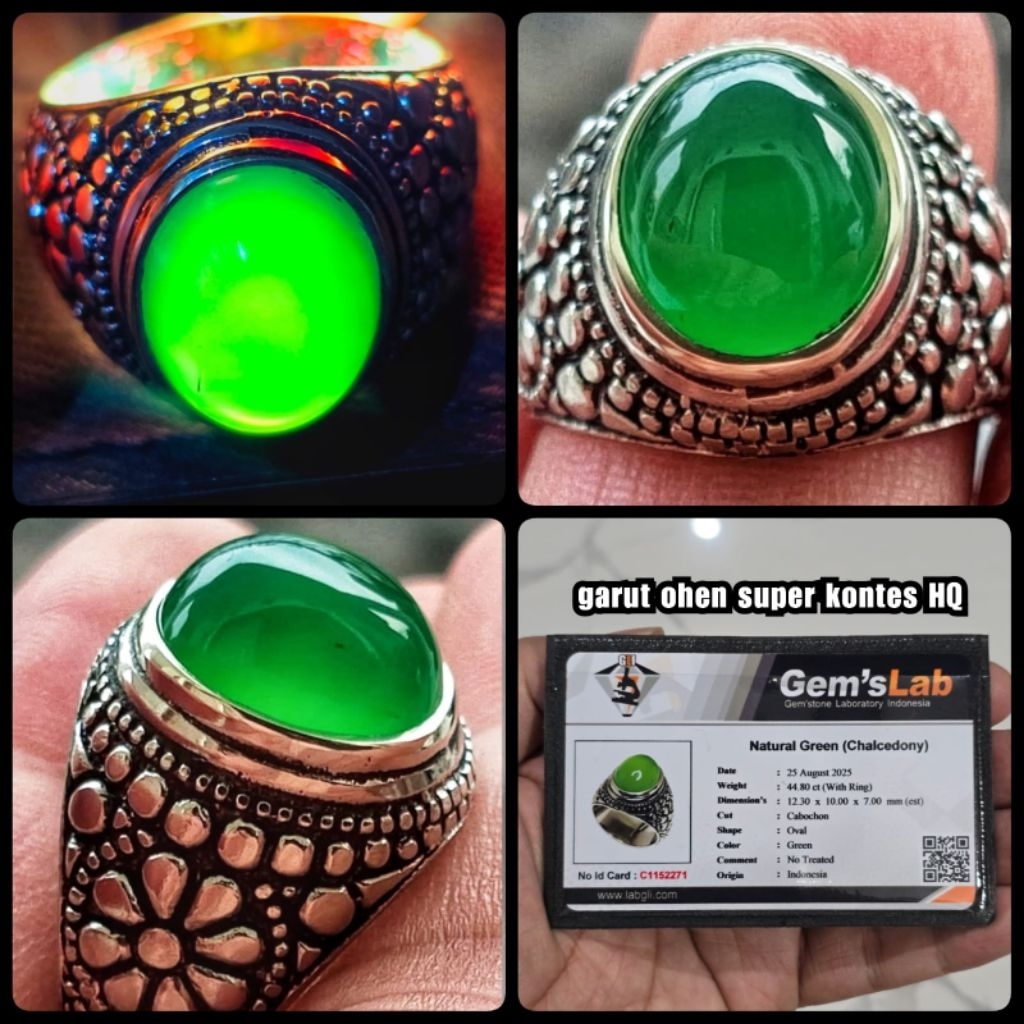 natural ijo garut ohen kristal kelas kontes HQ + memo lab