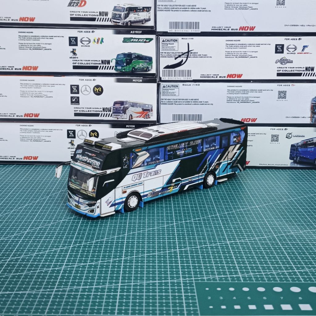 miniatur papercraft bus qq trans winspector skala 50