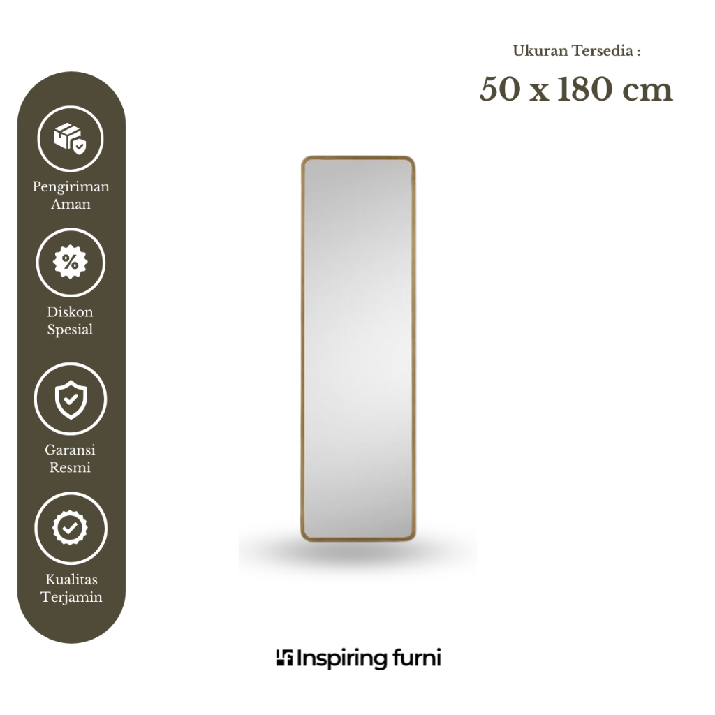 Standing mirror persegi kayu jati minimalis
