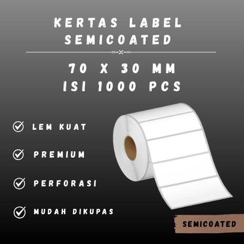 

SC 70X30 -1" @1000 -1Line CORE 1 INCH 70X30MM 70 X 30 MM 7X3 CM 7 X 3 CM BARCODE LABEL SEMICOAT SC SEMICOATED STICKER STIKER 1000 PCS