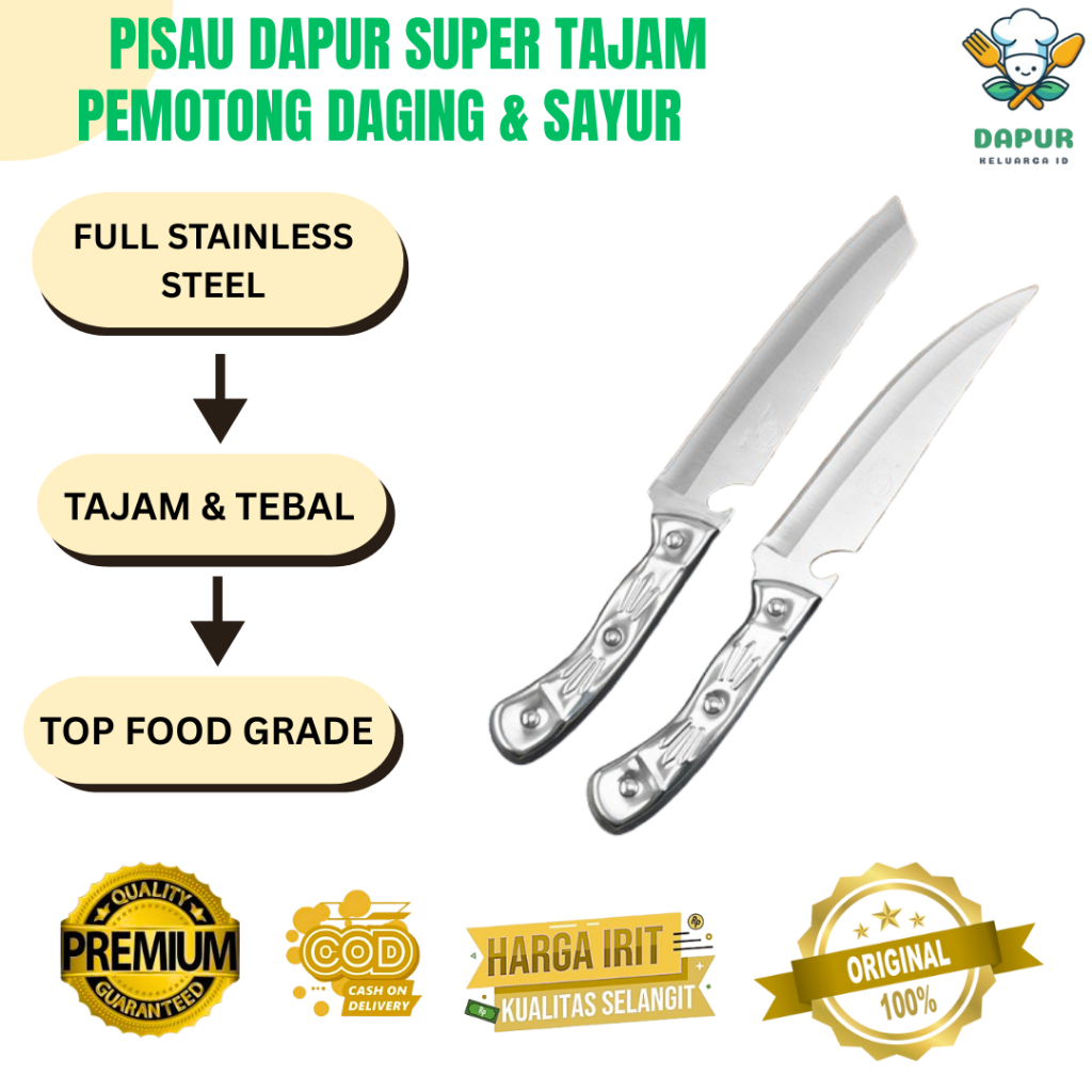 Pisau Dapur Mini Super Tajam / Pisau Roti Kecil / Pisau Masak / Pisau Sayur Daging Stainless Steel F