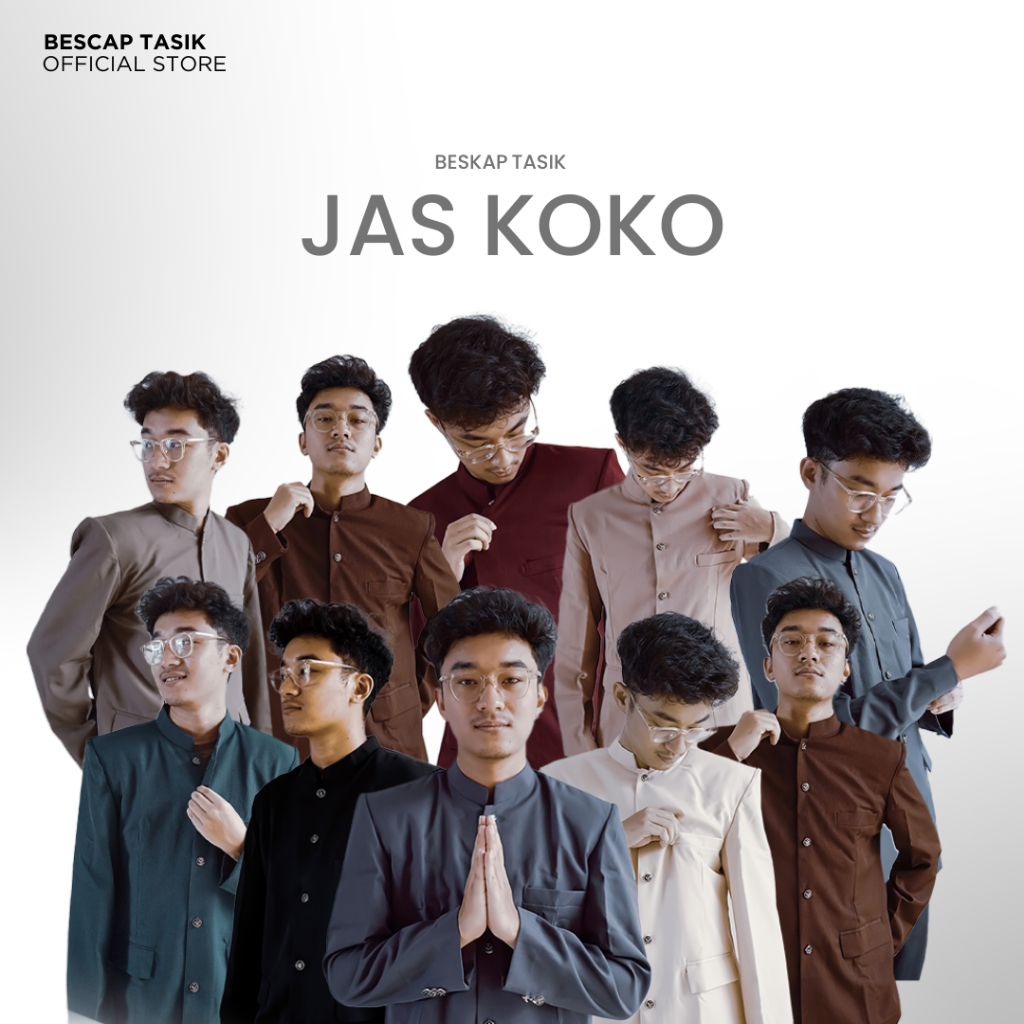 Beskap Jas Koko Pria Dewasa Polos Putih, Hitam, Abu, Coklat, Maroon, Navy Kualitas Premium S-XXL